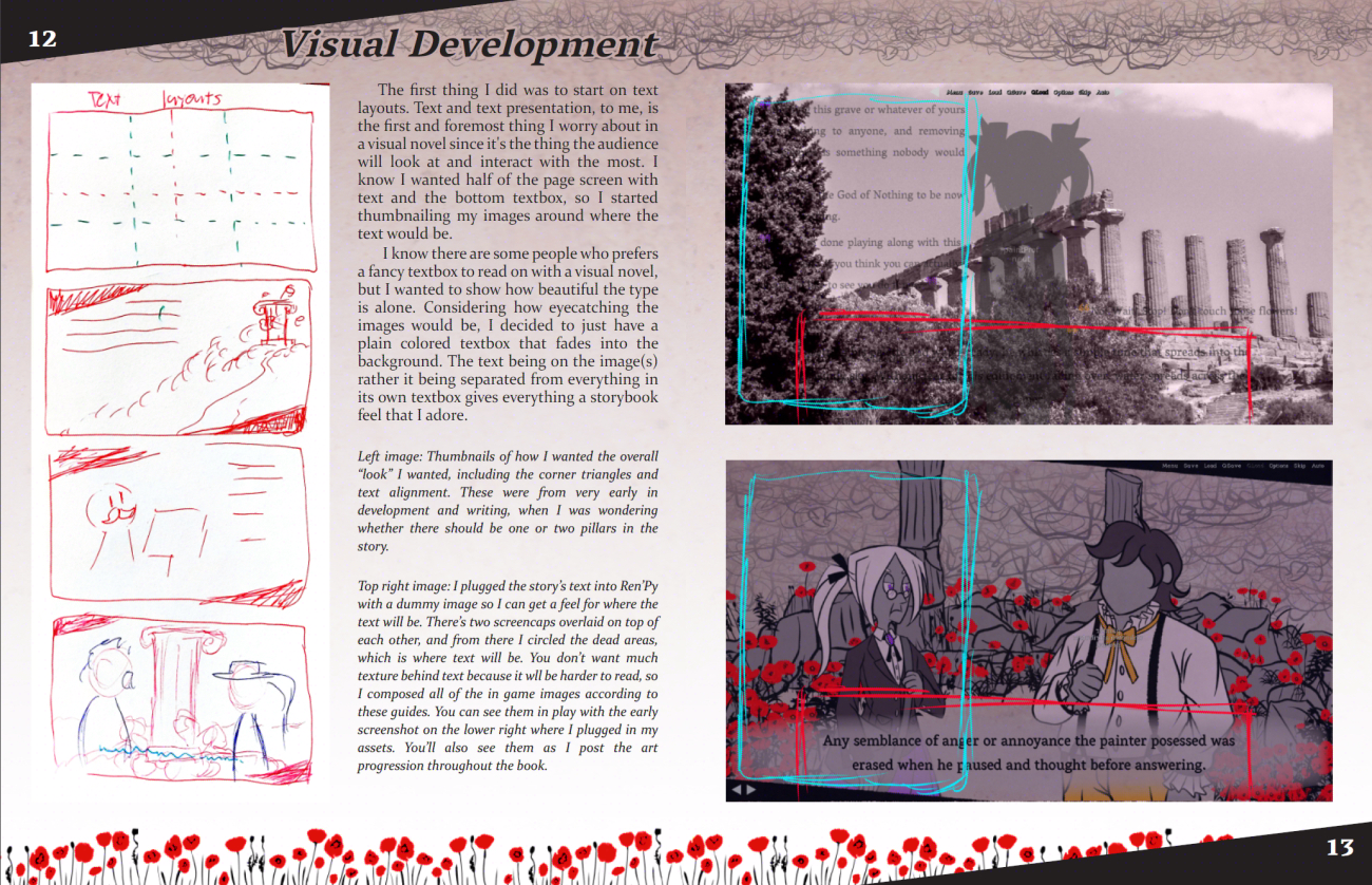 

          <font size ='5'><b><i>Pillars on Poppy Hills</b> Artbook: Sample Page 2</i> <p></font>
          Layout and Art by <a href='index.html'>Knickknack PJ</a> <p>
          <a href='https://knickknackpj.itch.io/pillarsonpoppyhills'>★Play <i>Pillars on Poppy Hills</i> Here★</a>